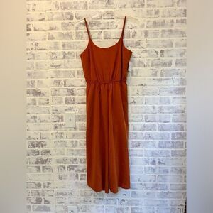 NWT Jumpsuit Davi and Dani Burnt Orange Wide Leg Boho Pockets, Women’s Medium